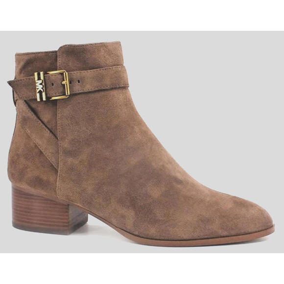 Michael Kors Britton Ankle Bootie Boots Suede Dark Caramel - Picture 1 of 4